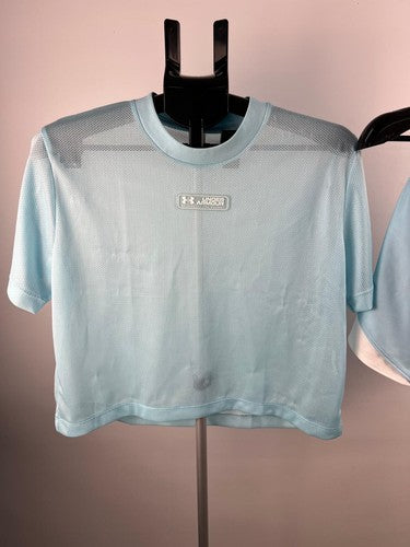 Under Armour HeatGear Women’s Mesh Crop Tee & Shorts Set Blue XS/S