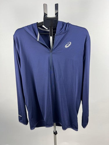 ASICS Running Hoodie 1/4 Zip Long Sleeve Navy Size L