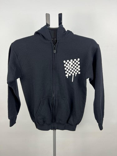 Gildan Heavy Blend Youth L Black Full Zip Hoodie Sable & Argent