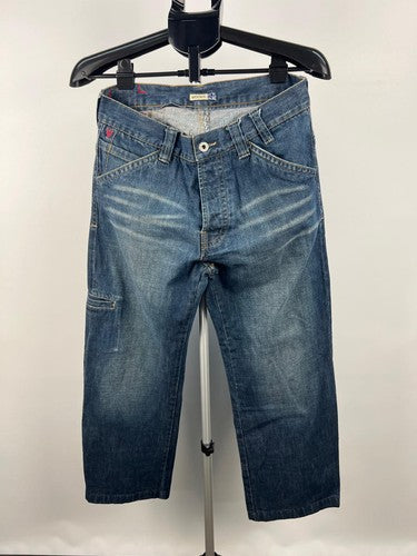 Mooks Men's Carpenter Cropped Jeans Blue Denim Cinch Back W30