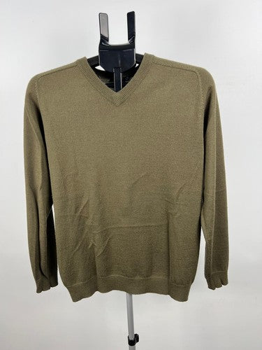 MARCS Sydney Men’s V-Neck Wool Blend Sweater Jumper Olive Green S
