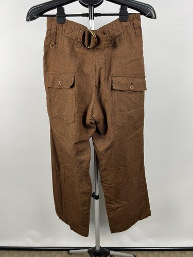 Ringspun brown cotton straight-leg trousers size Small