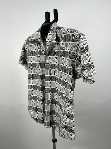 Ben Sherman Premium Geometric Short Sleeve Button Shirt Black White M