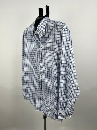 R.M. Williams Regular Fit Check Cotton Shirt Blue White M Long Sleeve
