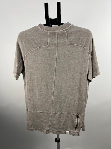 Nike Speckled Swoosh Short Sleeve T-Shirt Taupe Small Zip Pocket
