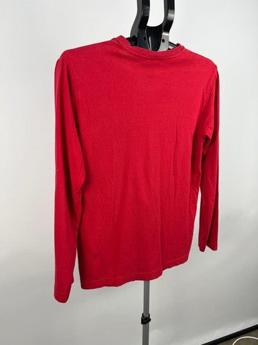 Mooks Red Long Sleeve V-Neck Cotton T-Shirt Men's Size S