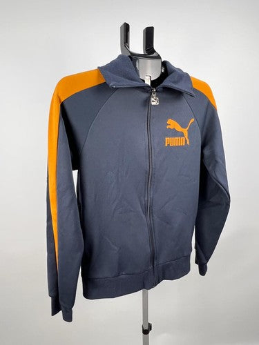 PUMA Men’s Track Jacket S Navy Blue Orange Full Zip Raglan