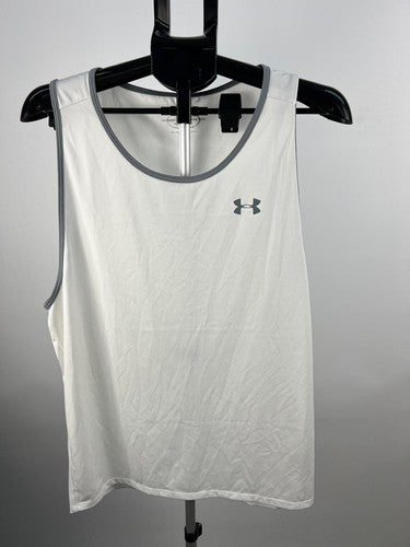 Under Armour Tech Tank Top White with Grey Trim Size Large