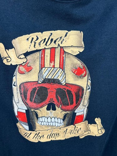 Gildan Ultra Cotton Star Wars Rebel Skull Graphic T-Shirt Navy Men’s L