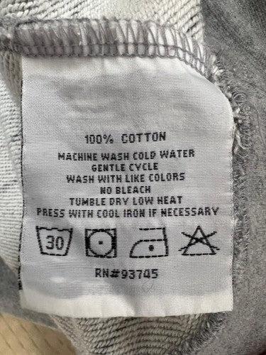 Gray Striped Short Sleeve Cotton Hoodie Sweatshirt S