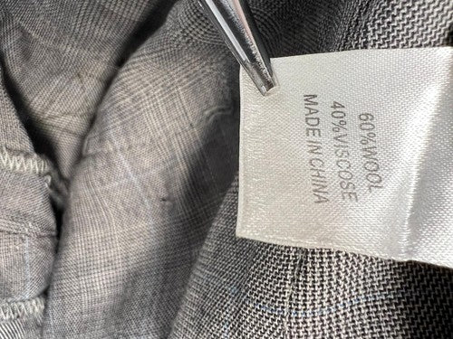 Parc Diamond Men's Wool Blend Plaid Dress Pants Gray Size 30