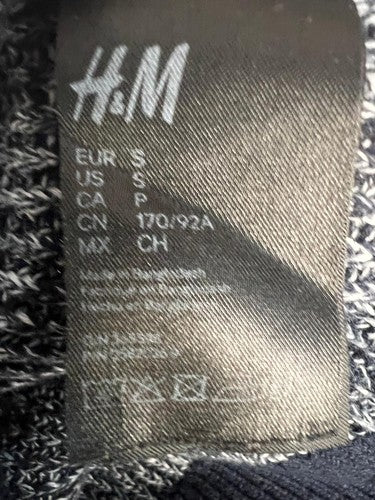 H&M Men’s Navy Gray Striped Knit Pullover Sweater Size Small