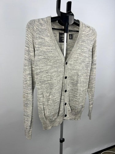 H&M L.O.G.G. Men's 100% Cotton Cardigan Sweater Gray Heather Size S