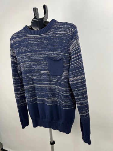 Oliver Spencer Men's Navy Striped 100% Cotton Jumper Sweater S
