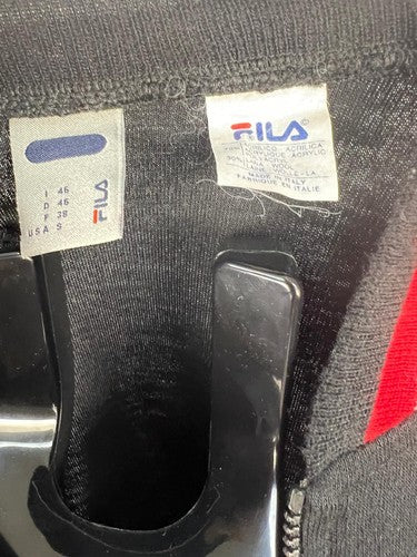 FILA Black Red Full Zip Knit Track Jacket Made in Italy Size S