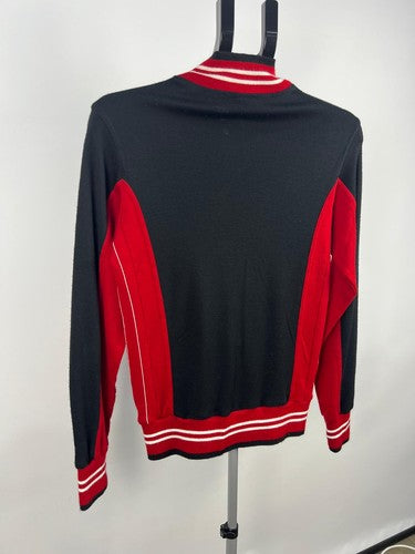 FILA Black Red Full Zip Knit Track Jacket Made in Italy Size S