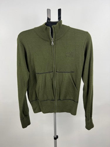 Paul Frank Mens Zip Cardigan Sweater Olive Green Size S