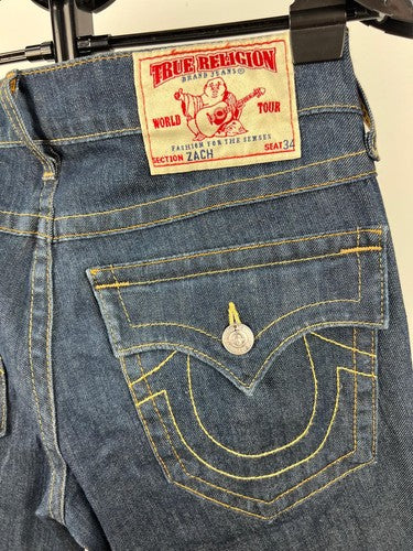 True Religion Zach Men's Jeans Blue Button Fly Made in USA 31