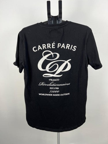 Carré Paris Men's Graphic T-Shirt Black Cotton Side Zip XL
