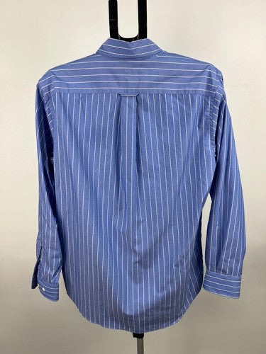 Nautica Men’s Blue White Stripe Button-Down Long Sleeve Shirt M