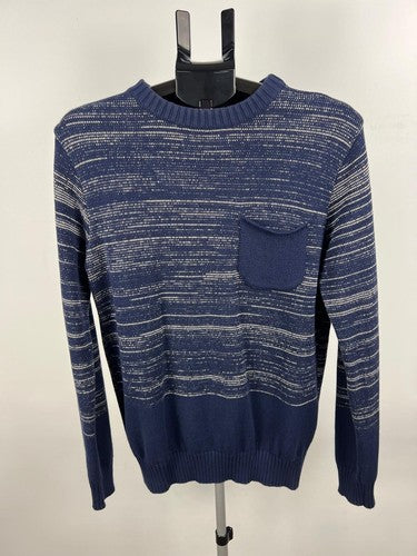 Oliver Spencer Men's Navy Striped 100% Cotton Jumper Sweater S