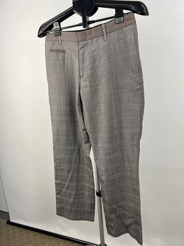 Parc Diamond Men's Wool Blend Plaid Dress Pants Gray Size 30