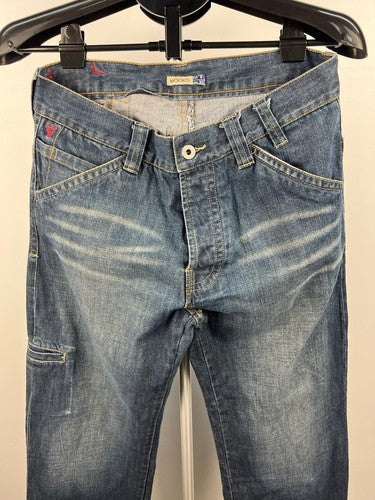 Mooks Men's Carpenter Cropped Jeans Blue Denim Cinch Back W30