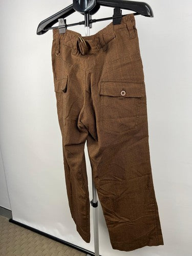 Ringspun brown cotton straight-leg trousers size Small