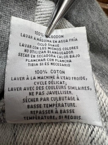 Gray Striped Short Sleeve Cotton Hoodie Sweatshirt S