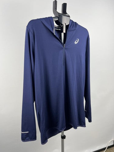 ASICS Running Hoodie 1/4 Zip Long Sleeve Navy Size L