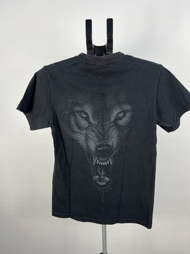 Thunder Wolf Graphic T-Shirt Black 100% Cotton Size M