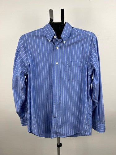 Nautica Men’s Blue White Stripe Button-Down Long Sleeve Shirt M