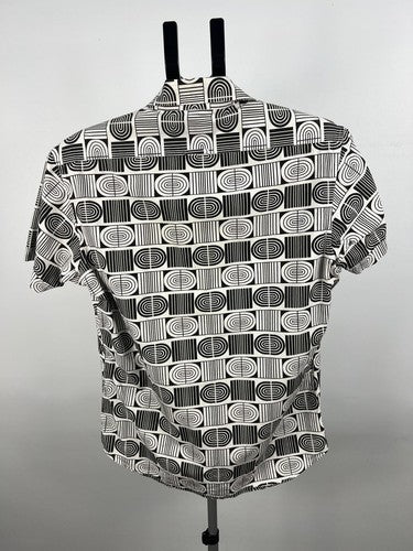 Ben Sherman Premium Geometric Short Sleeve Button Shirt Black White M