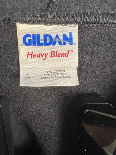 Gildan Heavy Blend Youth L Black Full Zip Hoodie Sable & Argent