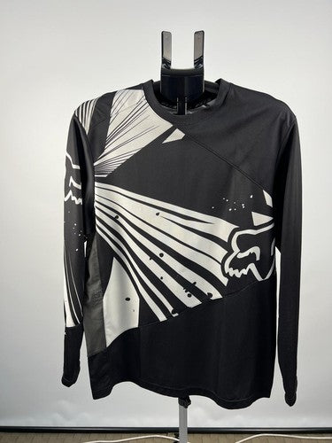 FOX Long Sleeve Graphic Motocross Jersey Black/White Mesh Size M