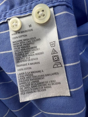 Nautica Men’s Blue White Stripe Button-Down Long Sleeve Shirt M