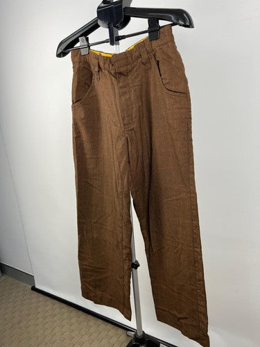 Ringspun brown cotton straight-leg trousers size Small