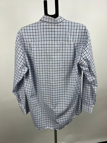 R.M. Williams Regular Fit Check Cotton Shirt Blue White M Long Sleeve