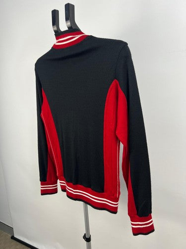 FILA Black Red Full Zip Knit Track Jacket Made in Italy Size S