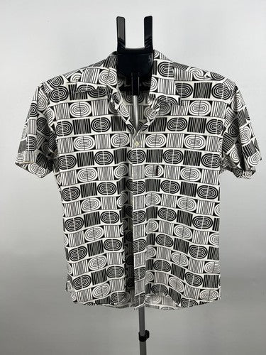 Ben Sherman Premium Geometric Short Sleeve Button Shirt Black White M