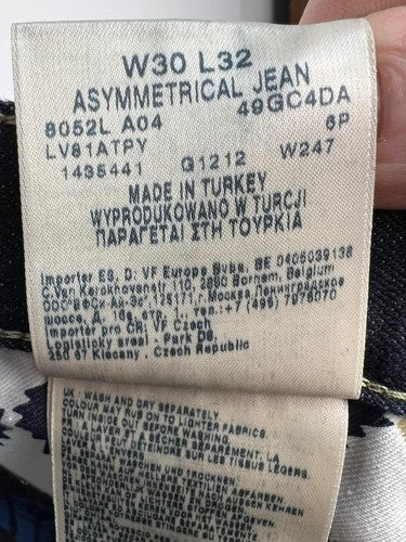 Vivienne Westwood x Lee Asymmetrical Jean W30 L32 Indigo Denim