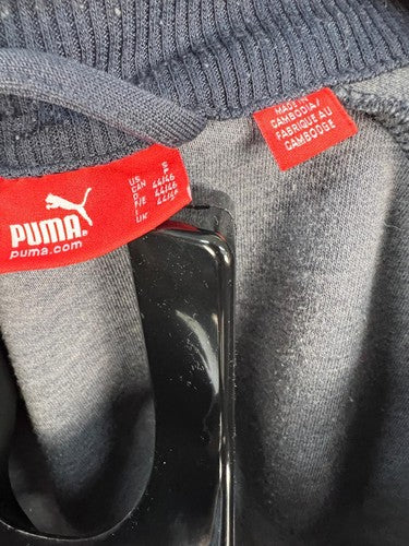 PUMA Men’s Track Jacket S Navy Blue Orange Full Zip Raglan
