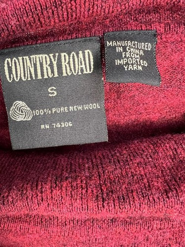 Country Road 100% Wool Turtleneck Sweater Burgundy Size S