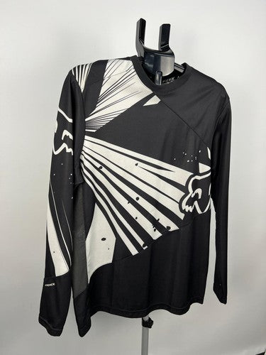FOX Long Sleeve Graphic Motocross Jersey Black/White Mesh Size M