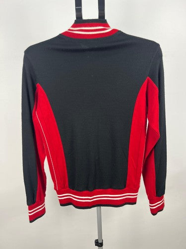 FILA Black Red Full Zip Knit Track Jacket Made in Italy Size S