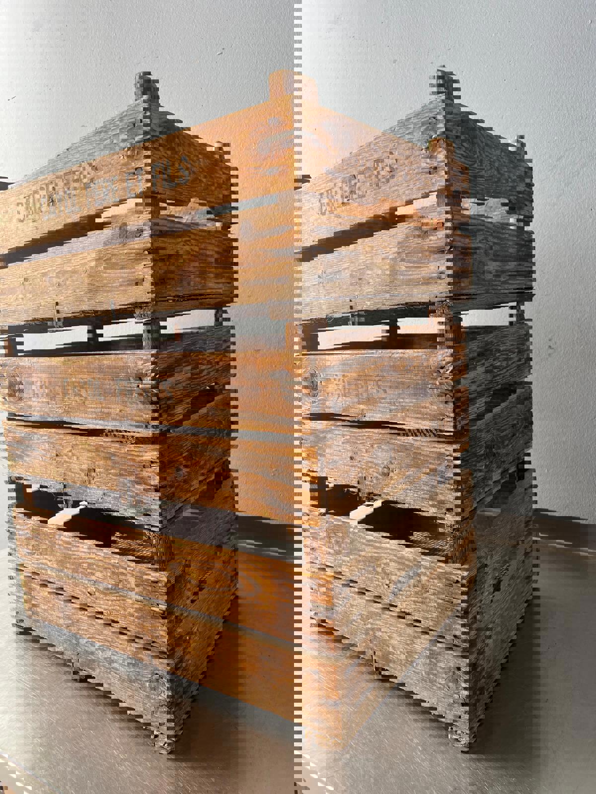 Vintage French Wooden Produce Crates – Cayol Frères / Père et Fils (Stackable)