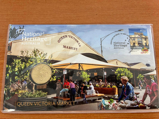 2021 National Heritage Queen Victoria Markets - $1 Coin PNC - Stamp & Coin Cover