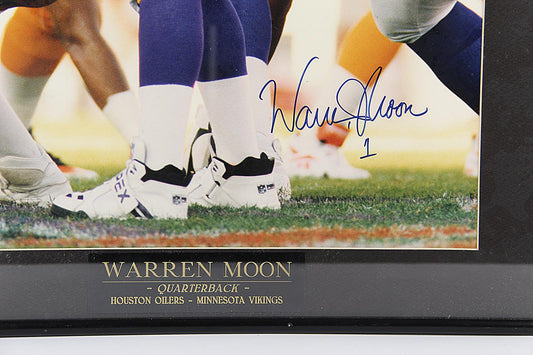 Framed Autographed Photo Warren Moon Houston Oilers COA