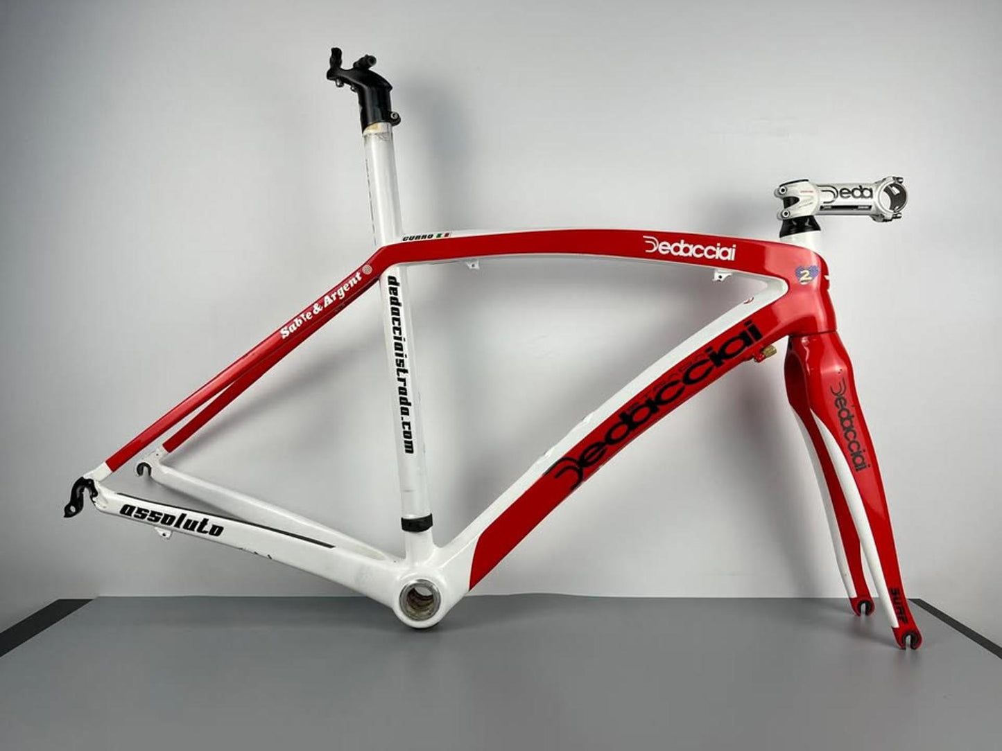 Dedacciai Assoluto Carbon Road Bicycle Frame + Fork (ISP, Red/White)