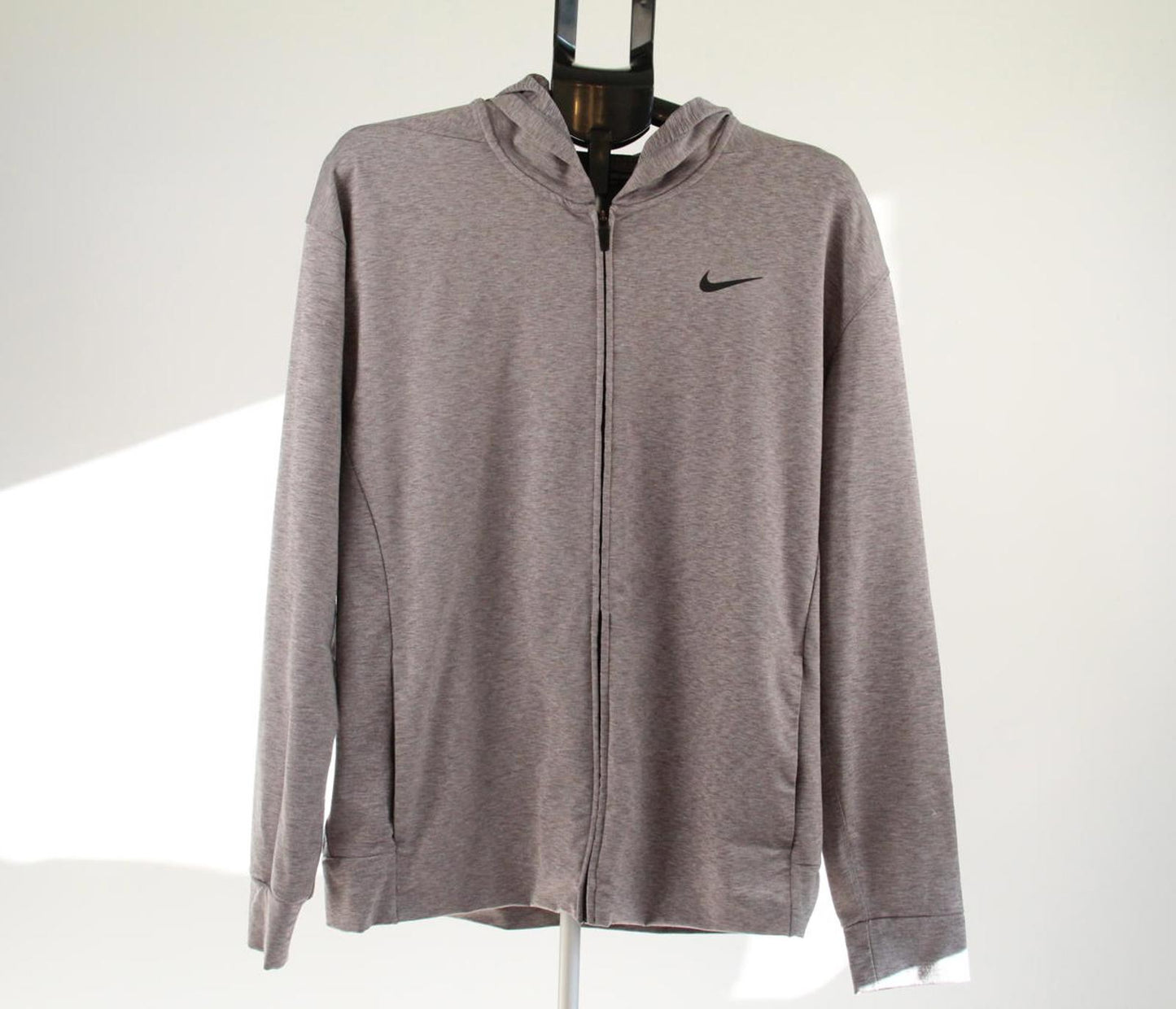 Nike Dri-FIT Full Zip Hoodie Men's Large Grey Marle Sweatshirt Gym Track Jacket